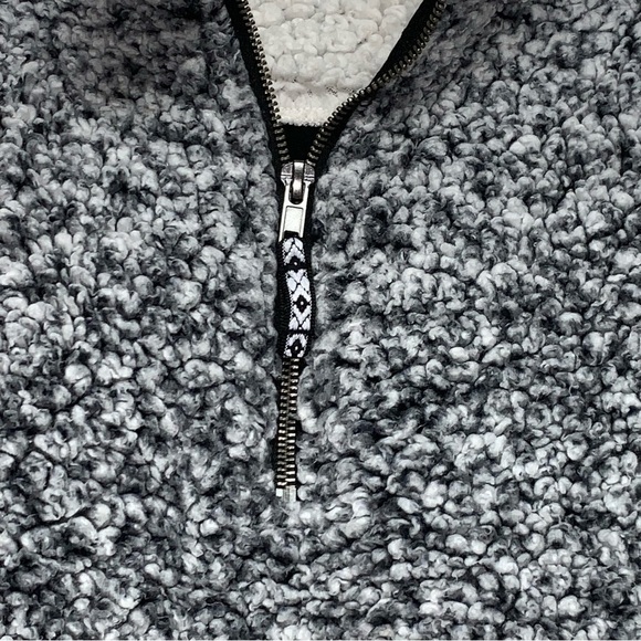 Time and Tru Pullover Size S (4-6) Black Gray White 1/4 Zip Sherpa Jacket - Picture 6 of 12